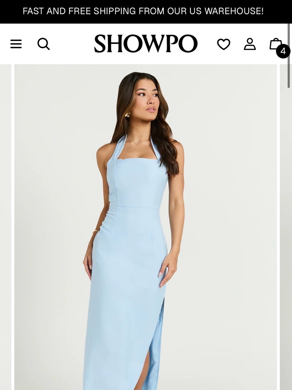 Showpo. Pale Blue Halter Maxi Dress